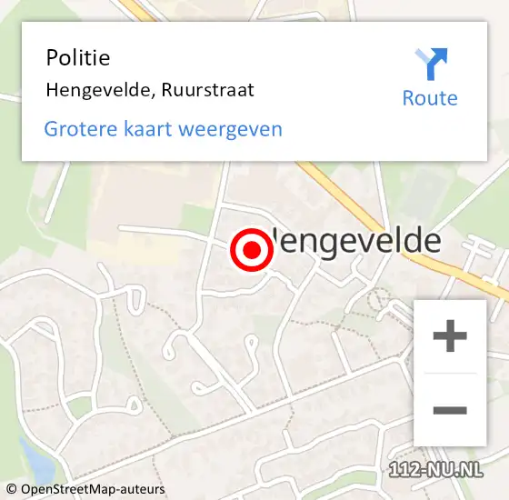 Locatie op kaart van de 112 melding: Politie Hengevelde, Ruurstraat op 20 november 2024 00:43