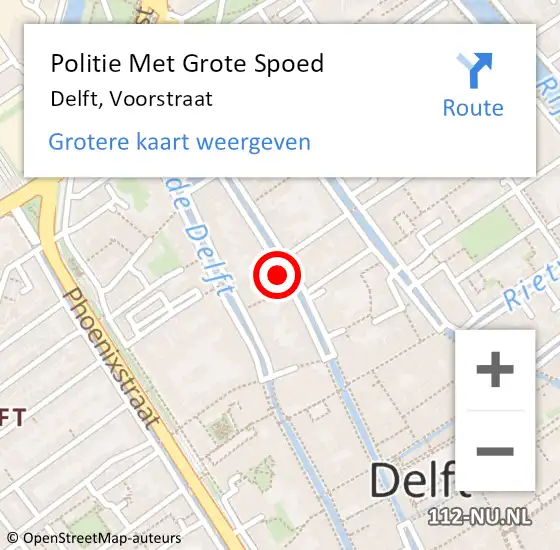 Locatie op kaart van de 112 melding: Politie Met Grote Spoed Naar Delft, Voorstraat op 20 november 2024 00:46