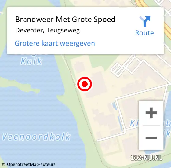 Locatie op kaart van de 112 melding: Brandweer Met Grote Spoed Naar Deventer, Teugseweg op 20 november 2024 00:47