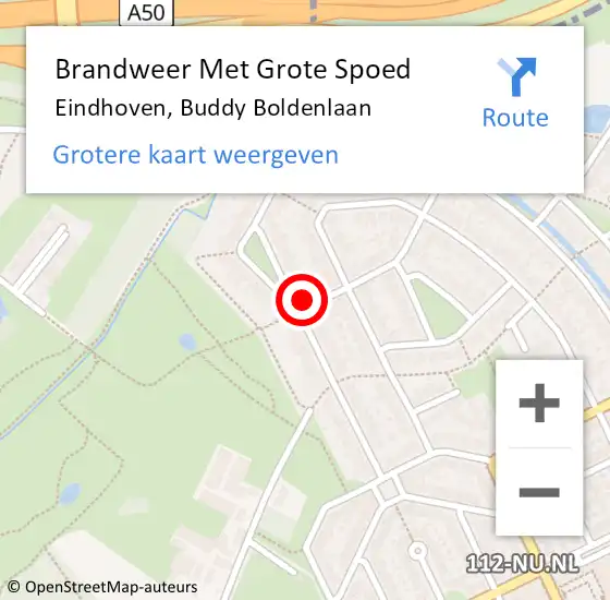 Locatie op kaart van de 112 melding: Brandweer Met Grote Spoed Naar Eindhoven, Buddy Boldenlaan op 20 november 2024 01:46