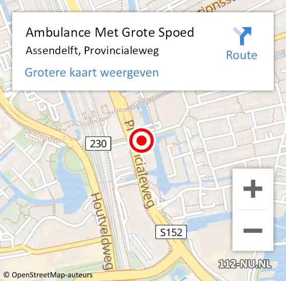 Locatie op kaart van de 112 melding: Ambulance Met Grote Spoed Naar Assendelft, Provincialeweg op 20 november 2024 01:55