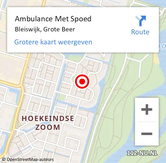 Locatie op kaart van de 112 melding: Ambulance Met Spoed Naar Bleiswijk, Grote Beer op 20 november 2024 02:24