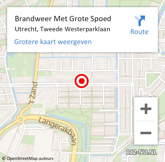 Locatie op kaart van de 112 melding: Brandweer Met Grote Spoed Naar Utrecht, Tweede Westerparklaan op 20 november 2024 02:59