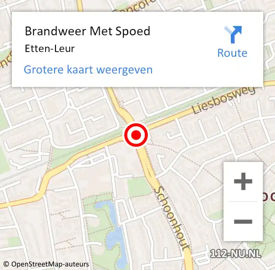 Locatie op kaart van de 112 melding: Brandweer Met Spoed Naar Etten-Leur op 20 november 2024 03:20