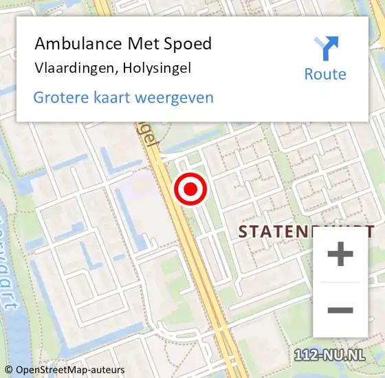 Locatie op kaart van de 112 melding: Ambulance Met Spoed Naar Vlaardingen, Holysingel op 20 november 2024 04:11