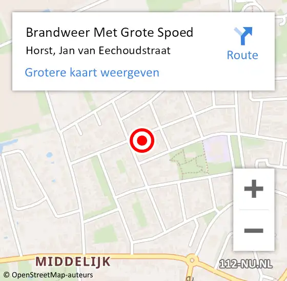 Locatie op kaart van de 112 melding: Brandweer Met Grote Spoed Naar Horst, Jan van Eechoudstraat op 20 november 2024 05:26