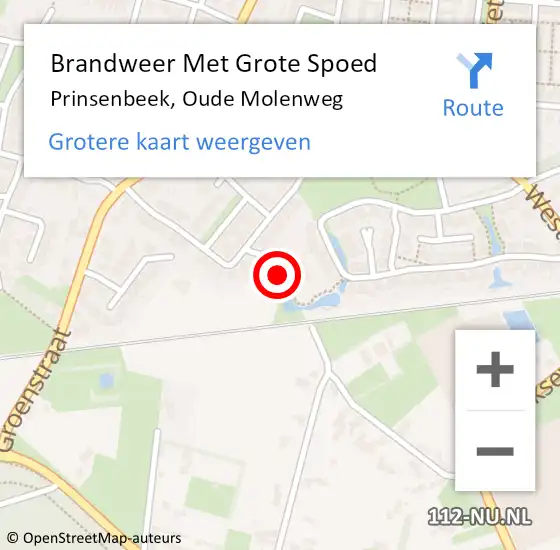 Locatie op kaart van de 112 melding: Brandweer Met Grote Spoed Naar Prinsenbeek, Oude Molenweg op 20 november 2024 05:56