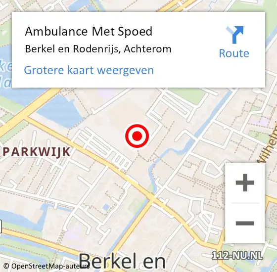 Locatie op kaart van de 112 melding: Ambulance Met Spoed Naar Berkel en Rodenrijs, Achterom op 20 november 2024 06:07