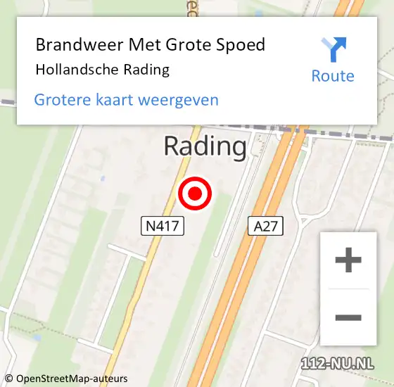 Locatie op kaart van de 112 melding: Brandweer Met Grote Spoed Naar Hollandsche Rading op 20 november 2024 06:23