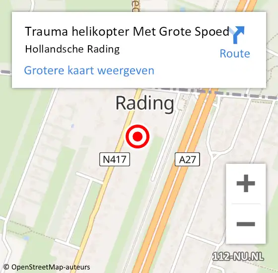 Locatie op kaart van de 112 melding: Trauma helikopter Met Grote Spoed Naar Hollandsche Rading op 20 november 2024 06:30