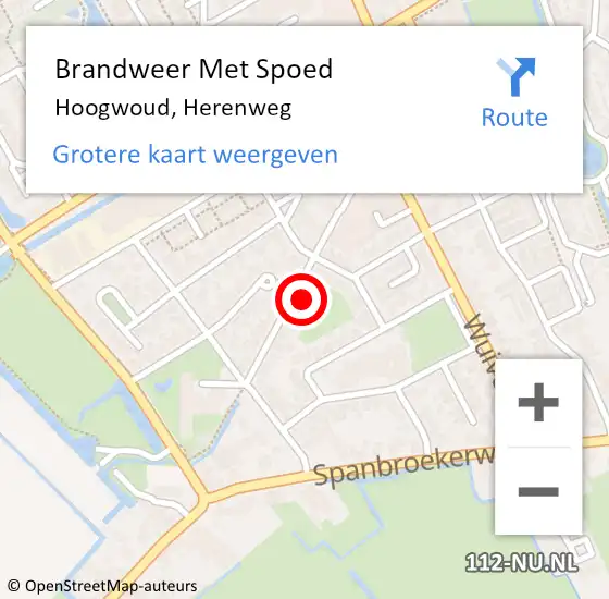 Locatie op kaart van de 112 melding: Brandweer Met Spoed Naar Hoogwoud, Herenweg op 20 november 2024 06:40