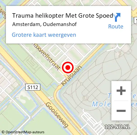 Locatie op kaart van de 112 melding: Trauma helikopter Met Grote Spoed Naar Amsterdam, Oudemanshof op 20 november 2024 06:45