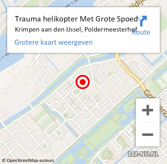 Locatie op kaart van de 112 melding: Trauma helikopter Met Grote Spoed Naar Krimpen aan den IJssel, Poldermeesterhof op 20 november 2024 06:56