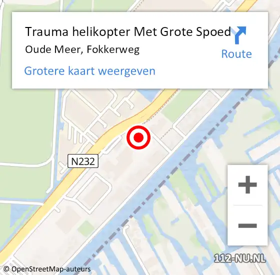 Locatie op kaart van de 112 melding: Trauma helikopter Met Grote Spoed Naar Schiphol, Fokkerweg op 20 november 2024 07:14