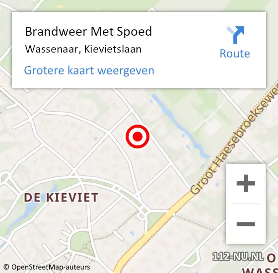 Locatie op kaart van de 112 melding: Brandweer Met Spoed Naar Wassenaar, Kievietslaan op 20 november 2024 07:35