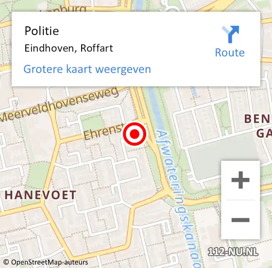 Locatie op kaart van de 112 melding: Politie Eindhoven, Roffart op 20 november 2024 07:47