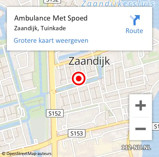 Locatie op kaart van de 112 melding: Ambulance Met Spoed Naar Zaandijk, Tuinkade op 20 november 2024 08:00