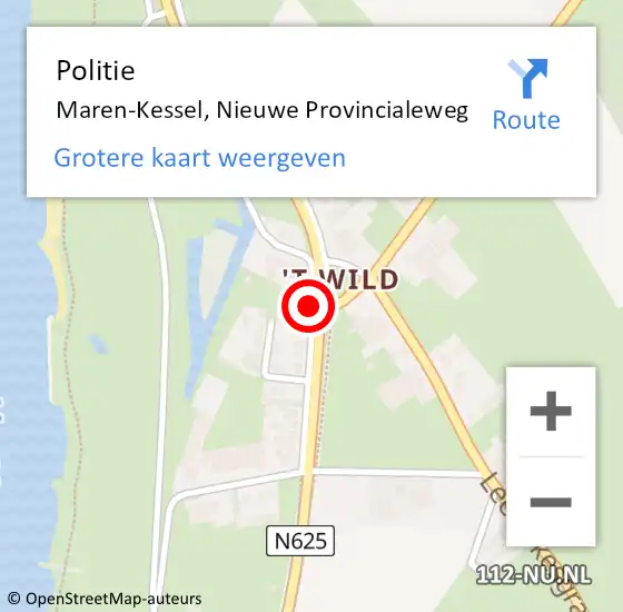Locatie op kaart van de 112 melding: Politie Maren-Kessel, Nieuwe Provincialeweg op 27 oktober 2014 15:24
