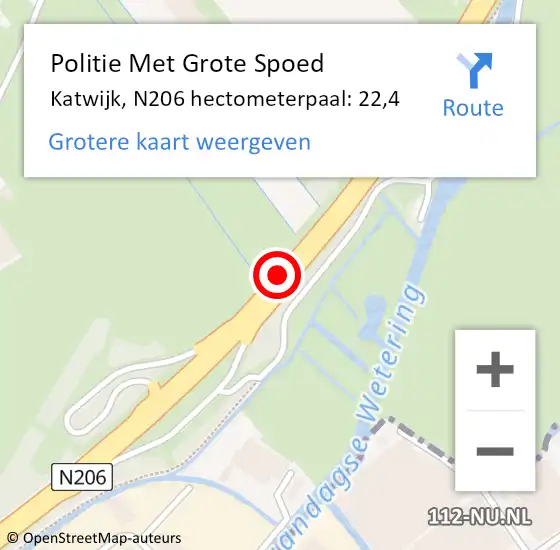 Locatie op kaart van de 112 melding: Politie Met Grote Spoed Naar Katwijk, N206 hectometerpaal: 22,4 op 20 november 2024 08:44