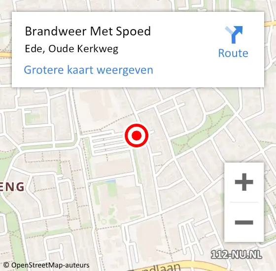 Locatie op kaart van de 112 melding: Brandweer Met Spoed Naar Ede, Oude Kerkweg op 20 november 2024 08:46