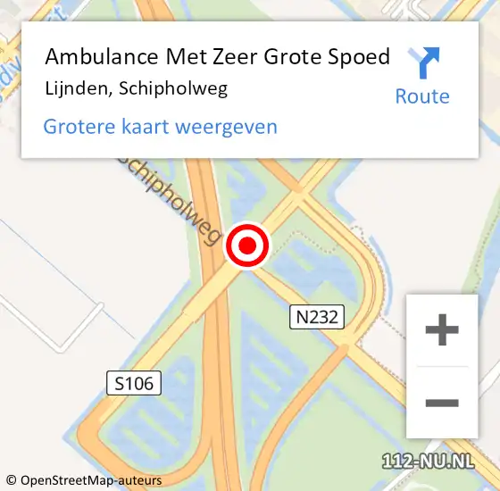 Locatie op kaart van de 112 melding: Ambulance Met Zeer Grote Spoed Naar Lijnden, Schipholweg op 20 november 2024 08:48