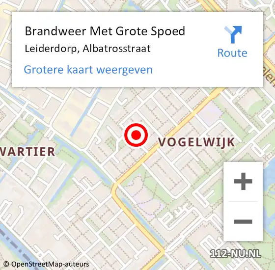 Locatie op kaart van de 112 melding: Brandweer Met Grote Spoed Naar Leiderdorp, Albatrosstraat op 20 november 2024 08:49