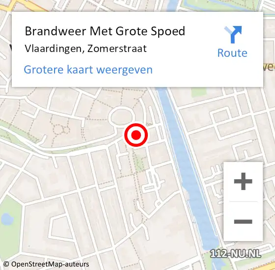 Locatie op kaart van de 112 melding: Brandweer Met Grote Spoed Naar Vlaardingen, Zomerstraat op 20 november 2024 08:55