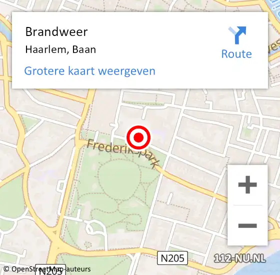 Locatie op kaart van de 112 melding: Brandweer Haarlem, Baan op 20 november 2024 09:16