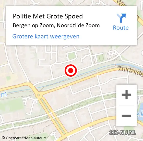 Locatie op kaart van de 112 melding: Politie Met Grote Spoed Naar Bergen op Zoom, Noordzijde Zoom op 20 november 2024 09:16