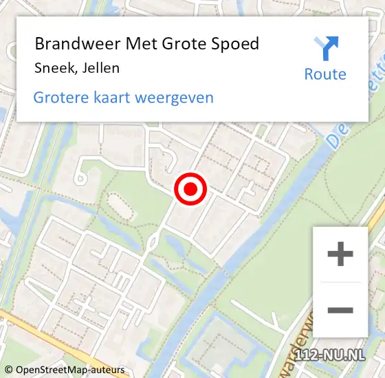 Locatie op kaart van de 112 melding: Brandweer Met Grote Spoed Naar Sneek, Jellen op 20 november 2024 09:31