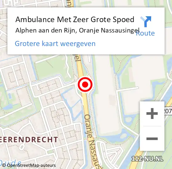 Locatie op kaart van de 112 melding: Ambulance Met Zeer Grote Spoed Naar Alphen aan den Rijn, Oranje Nassausingel op 20 november 2024 09:43