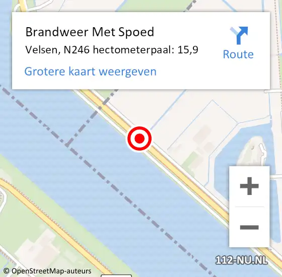 Locatie op kaart van de 112 melding: Brandweer Met Spoed Naar Velsen, N246 hectometerpaal: 15,9 op 20 november 2024 09:46