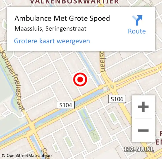 Locatie op kaart van de 112 melding: Ambulance Met Grote Spoed Naar Den Haag, Seringenstraat op 20 november 2024 10:09