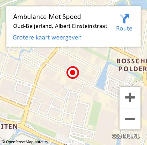 Locatie op kaart van de 112 melding: Ambulance Met Spoed Naar Oud-Beijerland, Albert Einsteinstraat op 20 november 2024 10:09