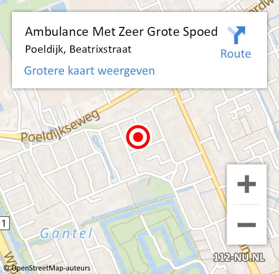 Locatie op kaart van de 112 melding: Ambulance Met Zeer Grote Spoed Naar Poeldijk, Beatrixstraat op 20 november 2024 10:10