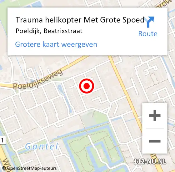 Locatie op kaart van de 112 melding: Trauma helikopter Met Grote Spoed Naar Poeldijk, Beatrixstraat op 20 november 2024 10:10