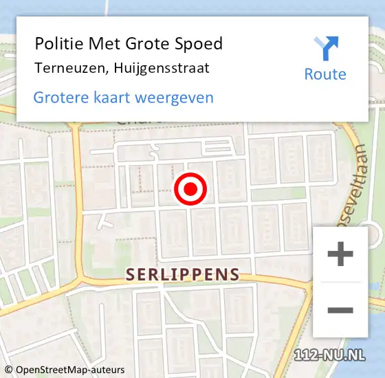 Locatie op kaart van de 112 melding: Politie Met Grote Spoed Naar Terneuzen, Huijgensstraat op 20 november 2024 10:11