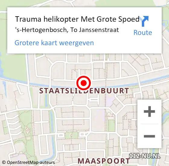 Locatie op kaart van de 112 melding: Trauma helikopter Met Grote Spoed Naar 's-Hertogenbosch, To Janssenstraat op 20 november 2024 10:17