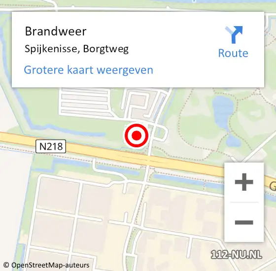 Locatie op kaart van de 112 melding: Brandweer Spijkenisse, Borgtweg op 20 november 2024 10:27