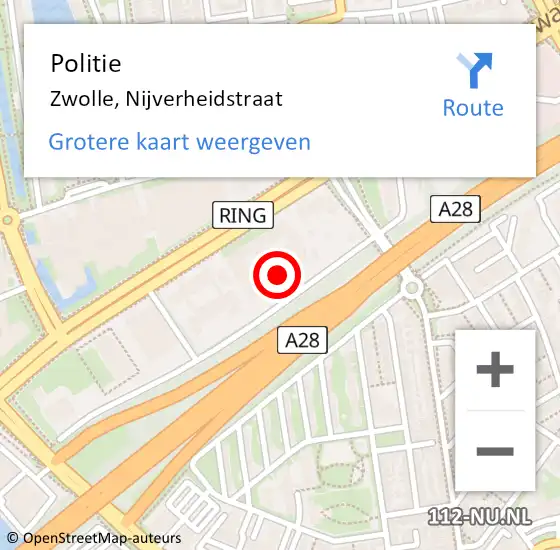 Locatie op kaart van de 112 melding: Politie Zwolle, Nijverheidstraat op 20 november 2024 10:46