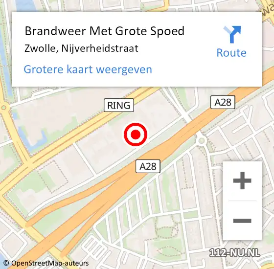 Locatie op kaart van de 112 melding: Brandweer Met Grote Spoed Naar Zwolle, Nijverheidstraat op 20 november 2024 10:47