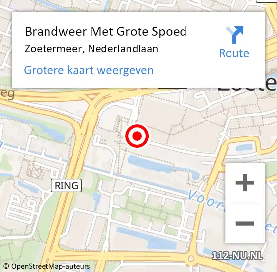 Locatie op kaart van de 112 melding: Brandweer Met Grote Spoed Naar Zoetermeer, Nederlandlaan op 20 november 2024 10:47