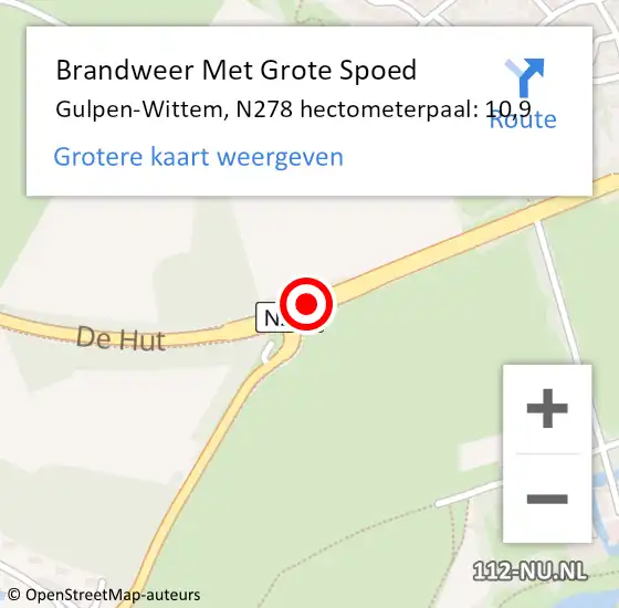 Locatie op kaart van de 112 melding: Brandweer Met Grote Spoed Naar Gulpen-Wittem, N278 hectometerpaal: 10,9 op 20 november 2024 11:13