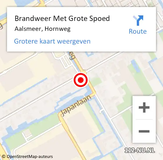 Locatie op kaart van de 112 melding: Brandweer Met Grote Spoed Naar Aalsmeer, Hornweg op 20 november 2024 11:15