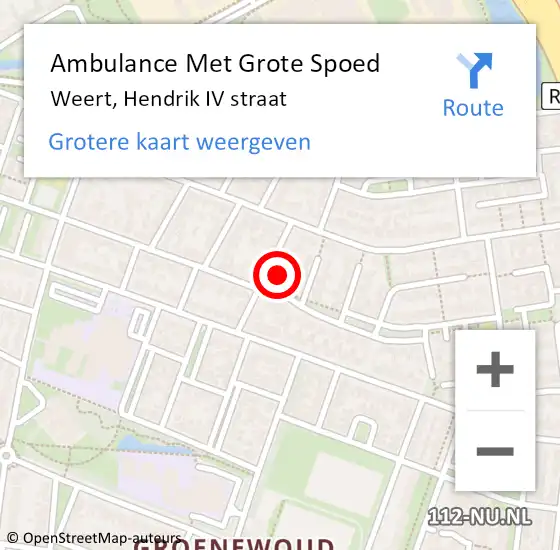 Locatie op kaart van de 112 melding: Ambulance Met Grote Spoed Naar Weert, Hendrik IV straat op 20 november 2024 11:20