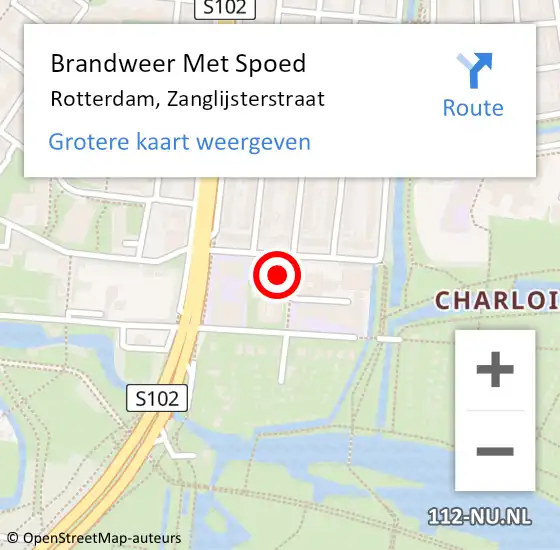 Locatie op kaart van de 112 melding: Brandweer Met Spoed Naar Rotterdam, Zanglijsterstraat op 20 november 2024 11:22