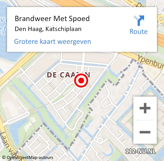 Locatie op kaart van de 112 melding: Brandweer Met Spoed Naar Den Haag, Katschiplaan op 20 november 2024 11:54