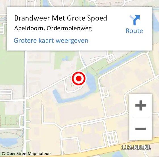 Locatie op kaart van de 112 melding: Brandweer Met Grote Spoed Naar Apeldoorn, Ordermolenweg op 20 november 2024 12:10