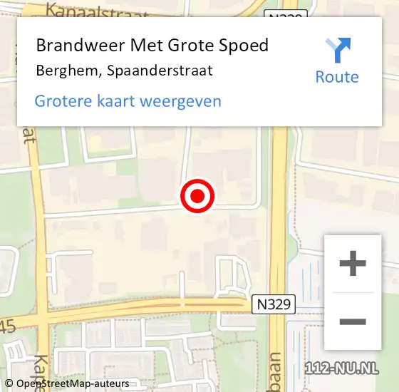 Locatie op kaart van de 112 melding: Brandweer Met Grote Spoed Naar Berghem, Spaanderstraat op 20 november 2024 12:11