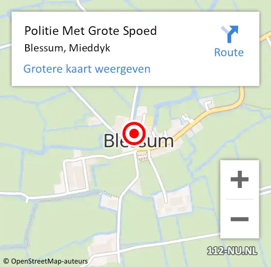 Locatie op kaart van de 112 melding: Politie Met Grote Spoed Naar Blessum, Mieddyk op 20 november 2024 12:17